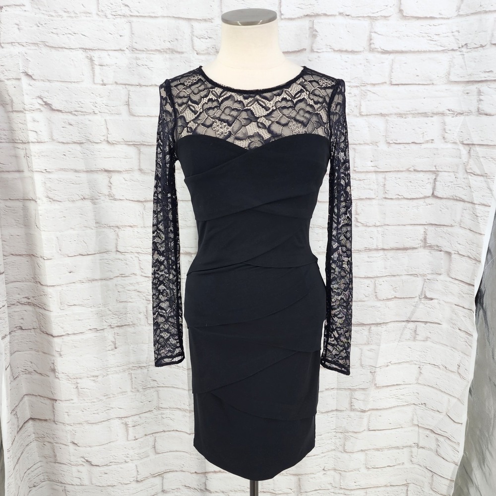 WHBM Lace Cocktail Dress Sheer Gothic Black Tie Dark Romance‎ Gala Night Out 4